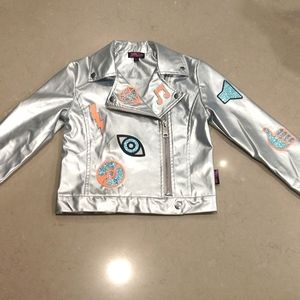 Jojo's Closet Silver Faux Leather Jacket Sz 6-6x. Lightweight! Like new!